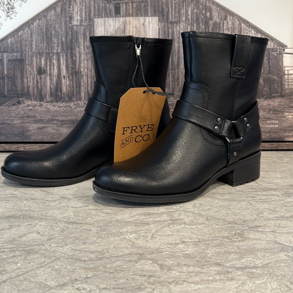 FRYE AND CO. Black Ankle Boots with Strap Detail